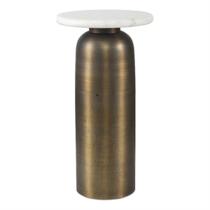 Uttermost Reiss Marble & Brass Drink Table in Antique Brass