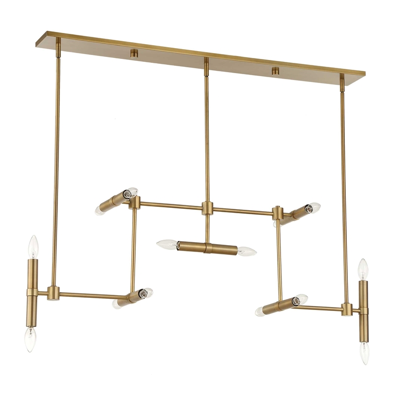 Uttermost Cadre 14 Light Modern Linear Pendant in Antique Brass