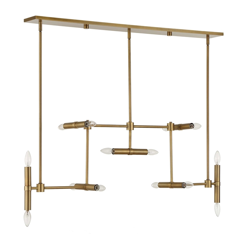 Uttermost Cadre 14 Light Modern Linear Pendant in Antique Brass