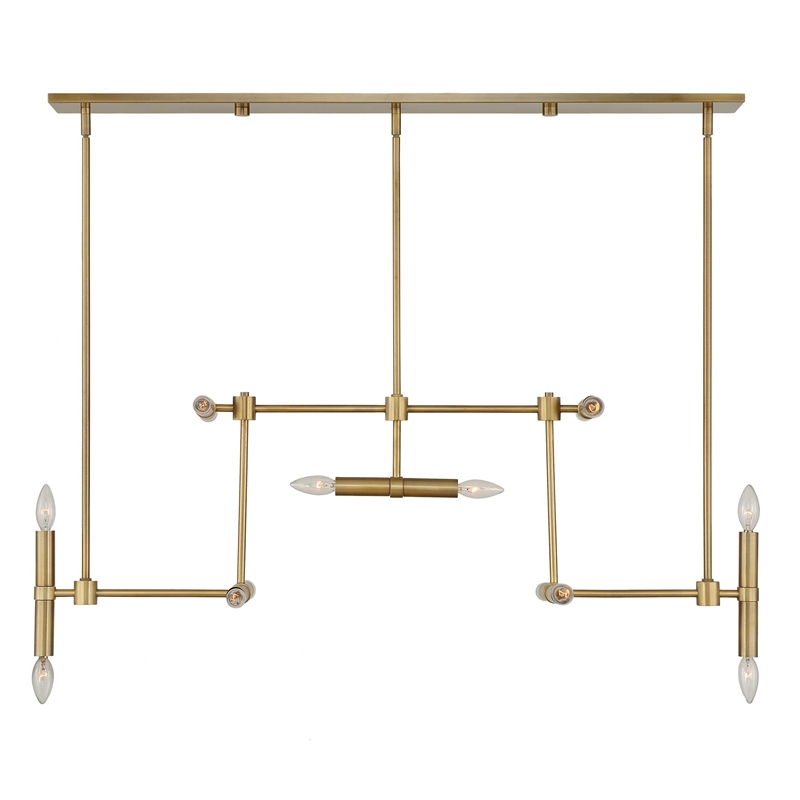 Uttermost Cadre 14 Light Modern Linear Pendant in Antique Brass