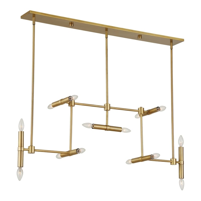 Uttermost Cadre 14 Light Modern Linear Pendant in Antique Brass