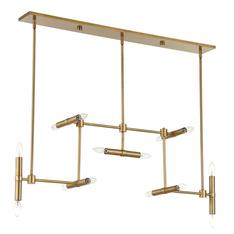 Uttermost Cadre 14 Light Modern Linear Pendant in Antique Brass
