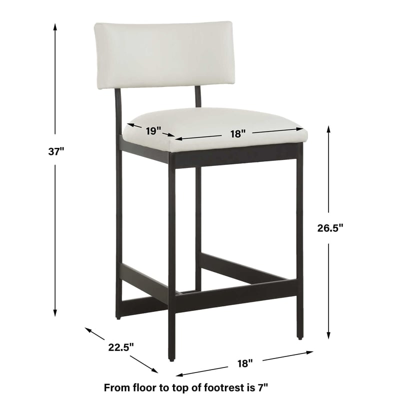 uttermost apsley black counter stool in white