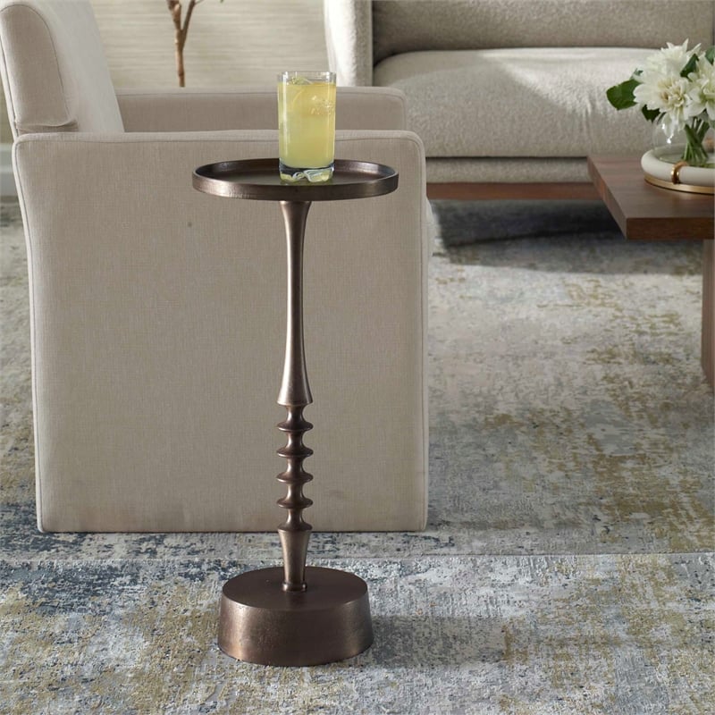 Uttermost Aluminum Round Accent Table in Bronze