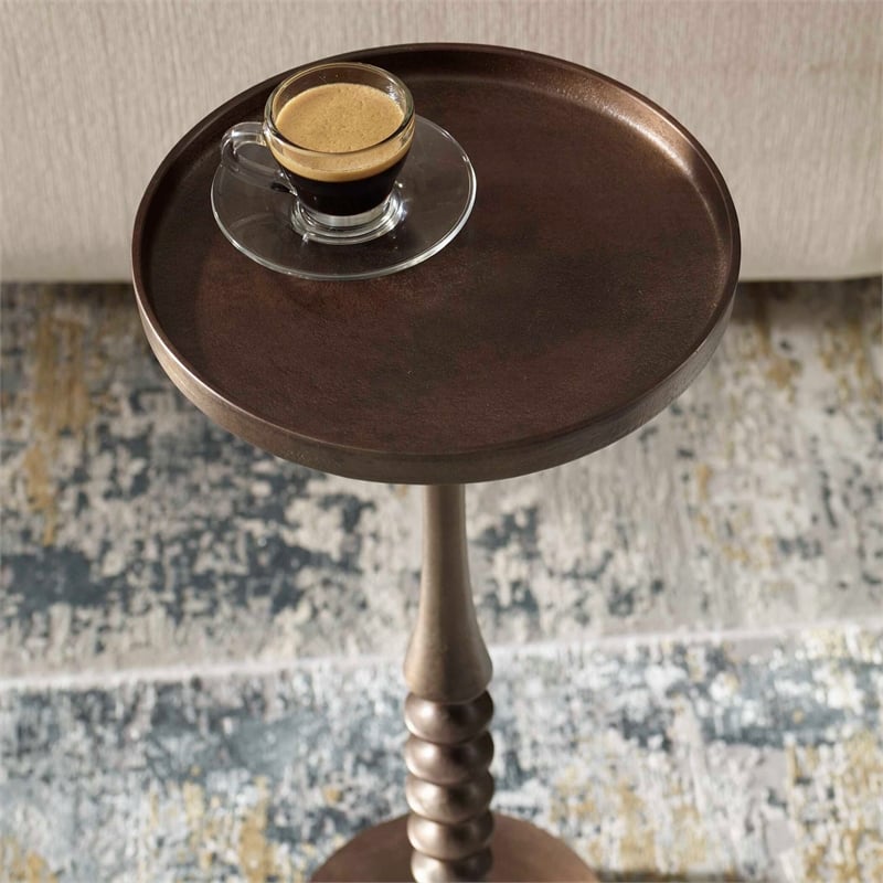 Uttermost Aluminum Round Accent Table in Bronze