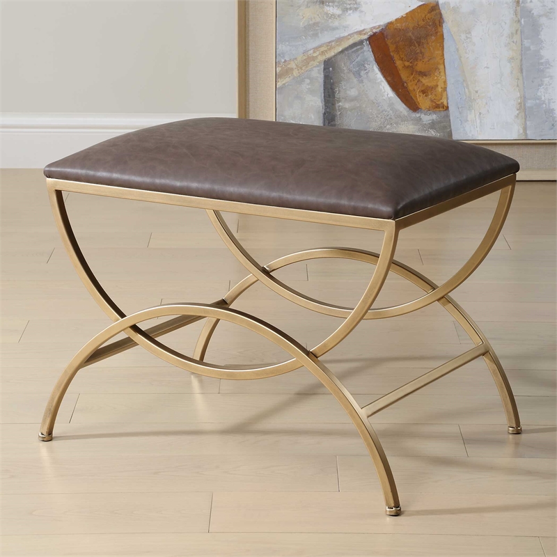 Uttermost Contemporary Iron Accent Stool in Brown