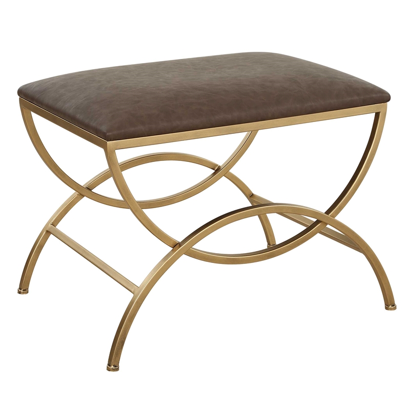 Uttermost Contemporary Iron Accent Stool in Brown