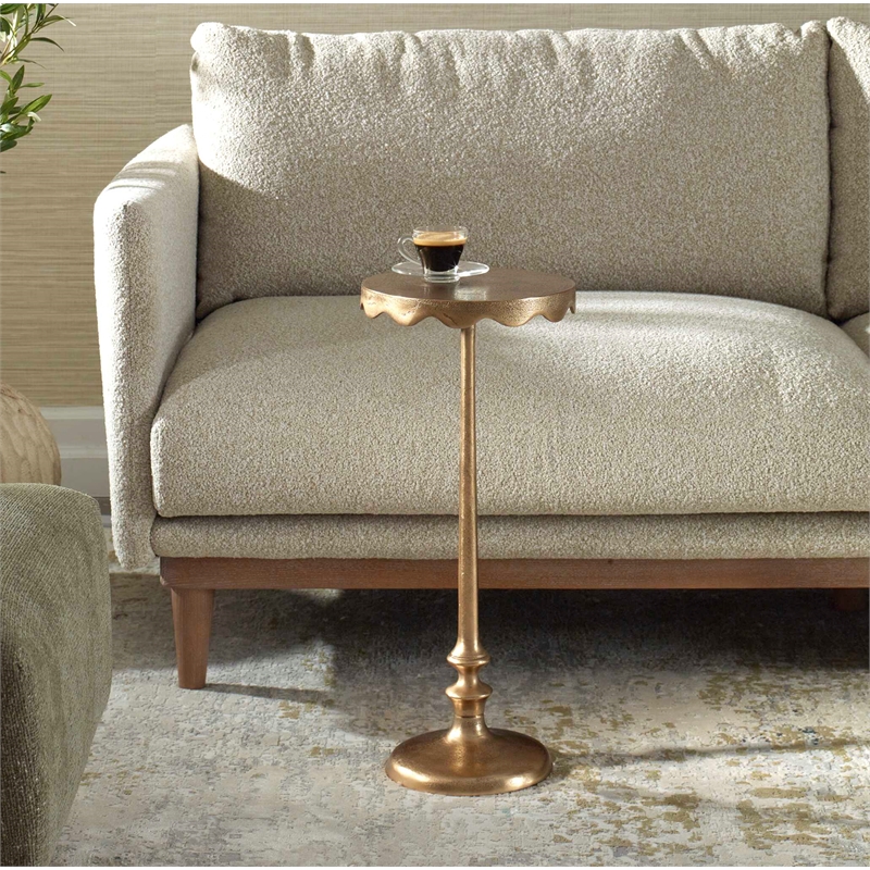 Uttermost Aluminum Farmhouse Round Accent Table in Brass
