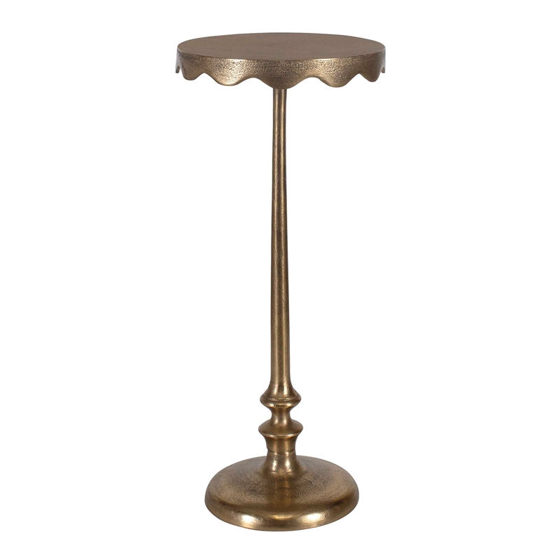 Uttermost Aluminum Farmhouse Round Accent Table in Brass