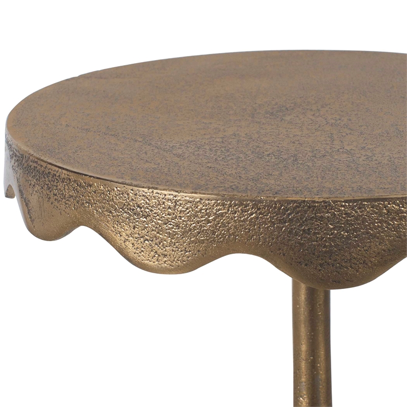 Uttermost Aluminum Farmhouse Round Accent Table in Brass