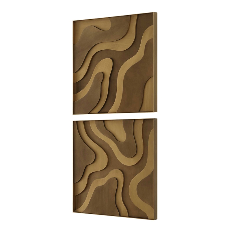 Uttermost Golden Terrain Wooden Wall Decor in Brown (Set of 2)