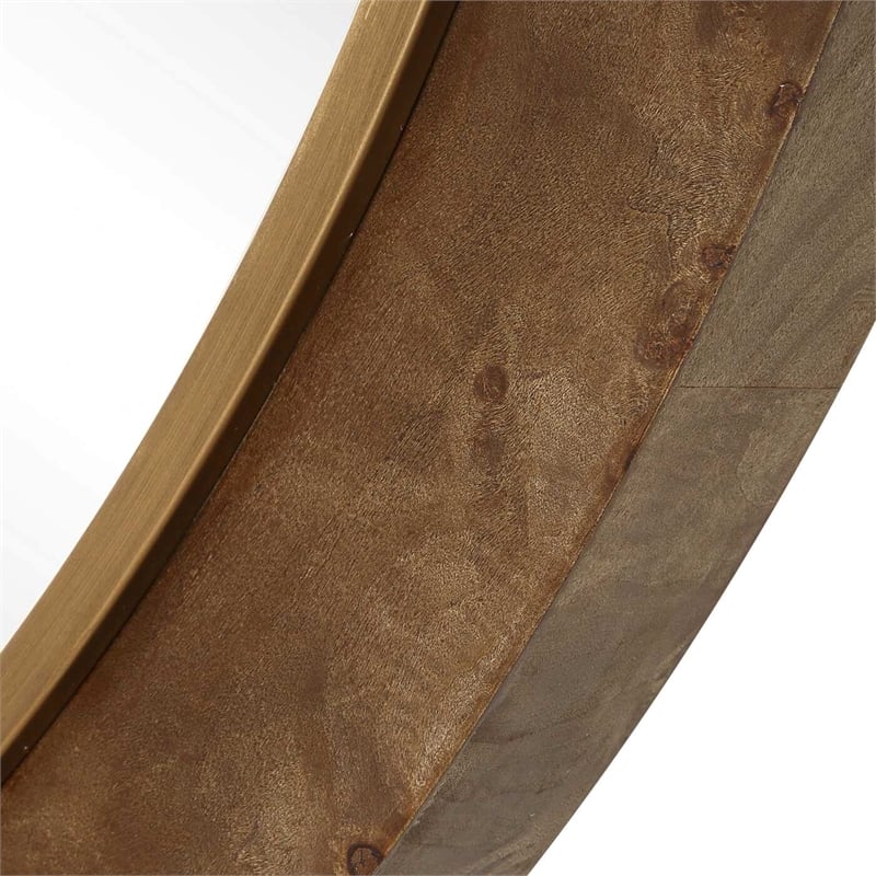 Uttermost Cleveland Round Burl Wood Mirror in Brown