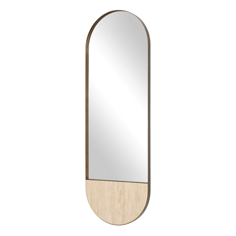 Uttermost Russo Travertine Tall Oval Mirror in Bronze