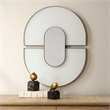 Uttermost Encase Modern Oval Mirror in White with Gold Accent