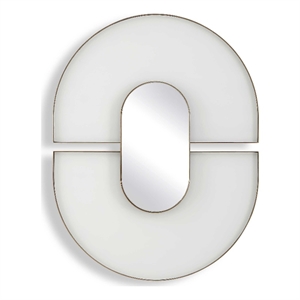 Uttermost Encase Modern Oval Mirror in White with Gold Accent