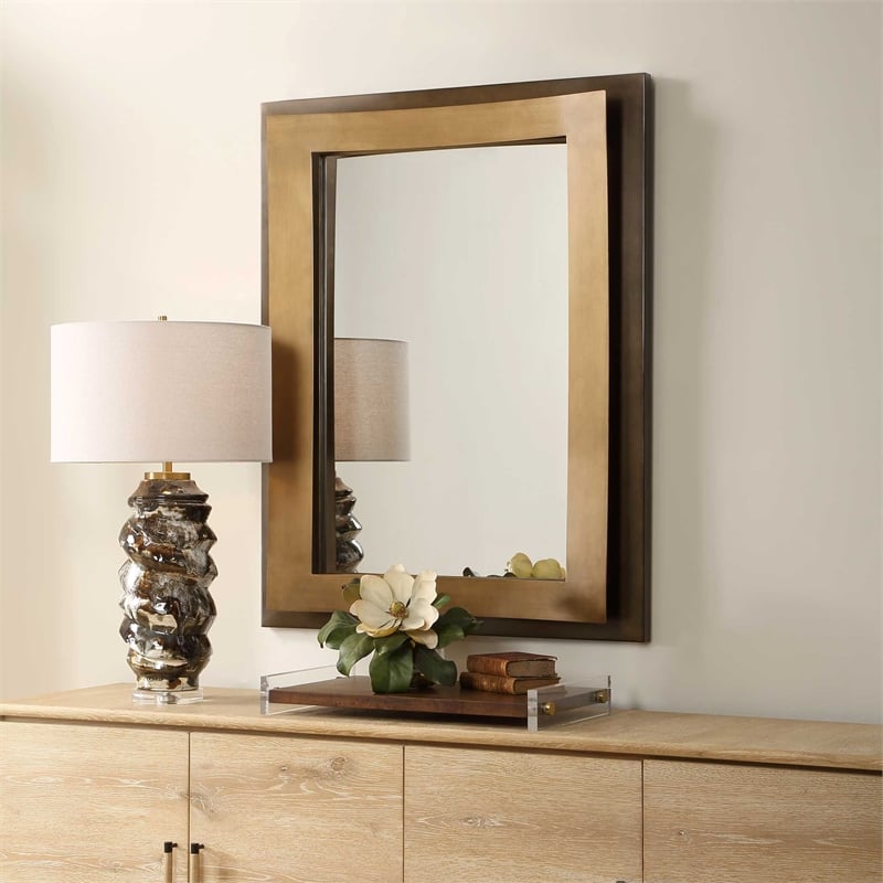 Uttermost Around The Bend Mirror in Golden Bronze