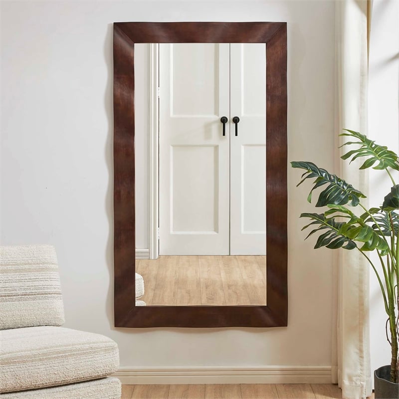 Uttermost Wrinkle Wavy Wood Mirror in Brown