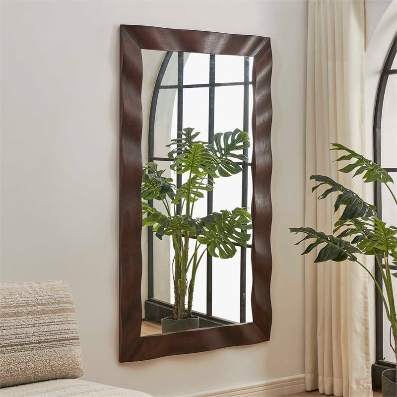 Uttermost Wrinkle Wavy Wood Mirror in Brown