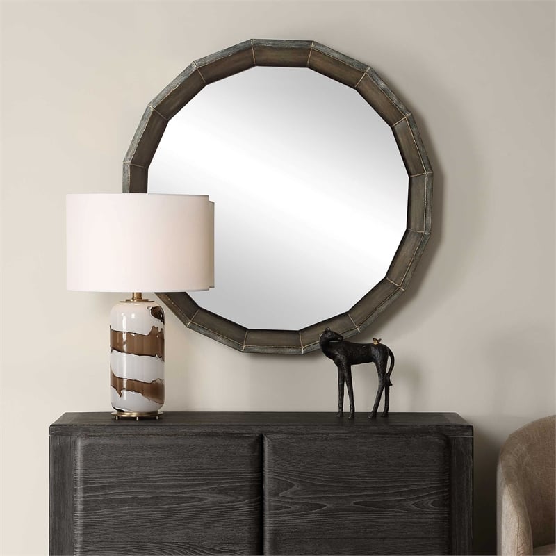 Uttermost Neve Round Mirror in Bronze