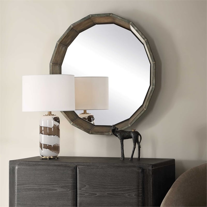 Uttermost Neve Round Mirror in Bronze