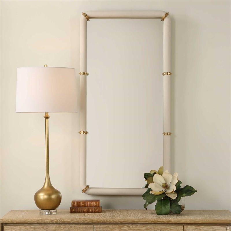 Uttermost Cyprus Leather Mirror in White