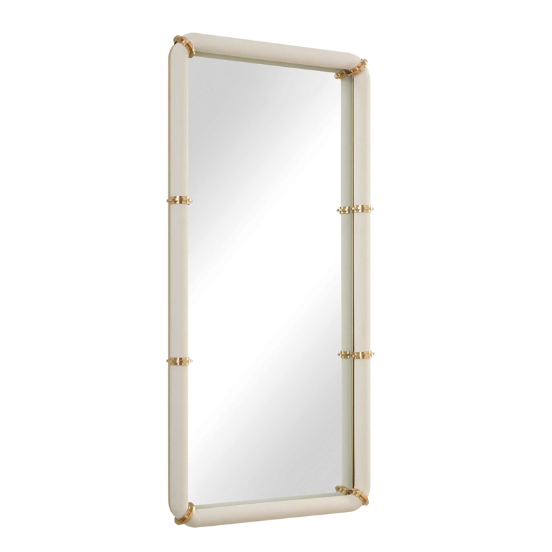 Uttermost Cyprus Leather Mirror in White