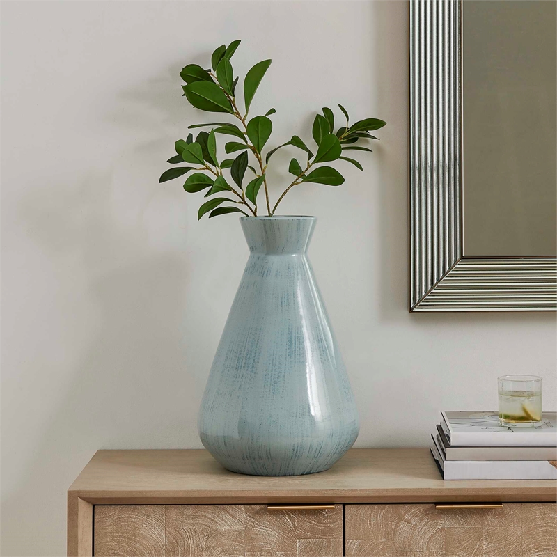 Uttermost Flare Spire Indoor-Outdoor Ceramic Vase in Blue