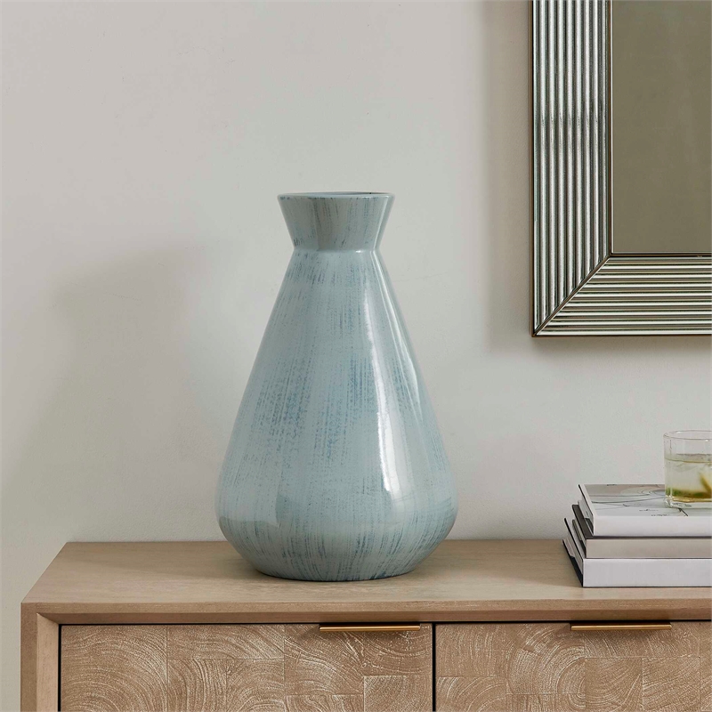 Uttermost Flare Spire Indoor-Outdoor Ceramic Vase in Blue