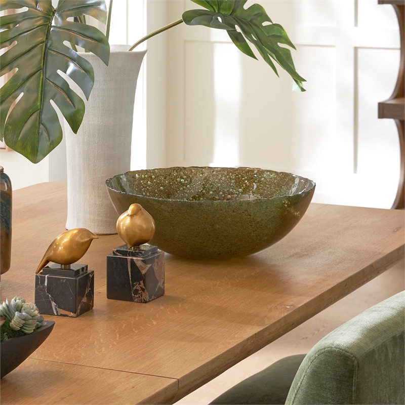 Uttermost Veridian Shimmer Earthy Glass Bowl in Green
