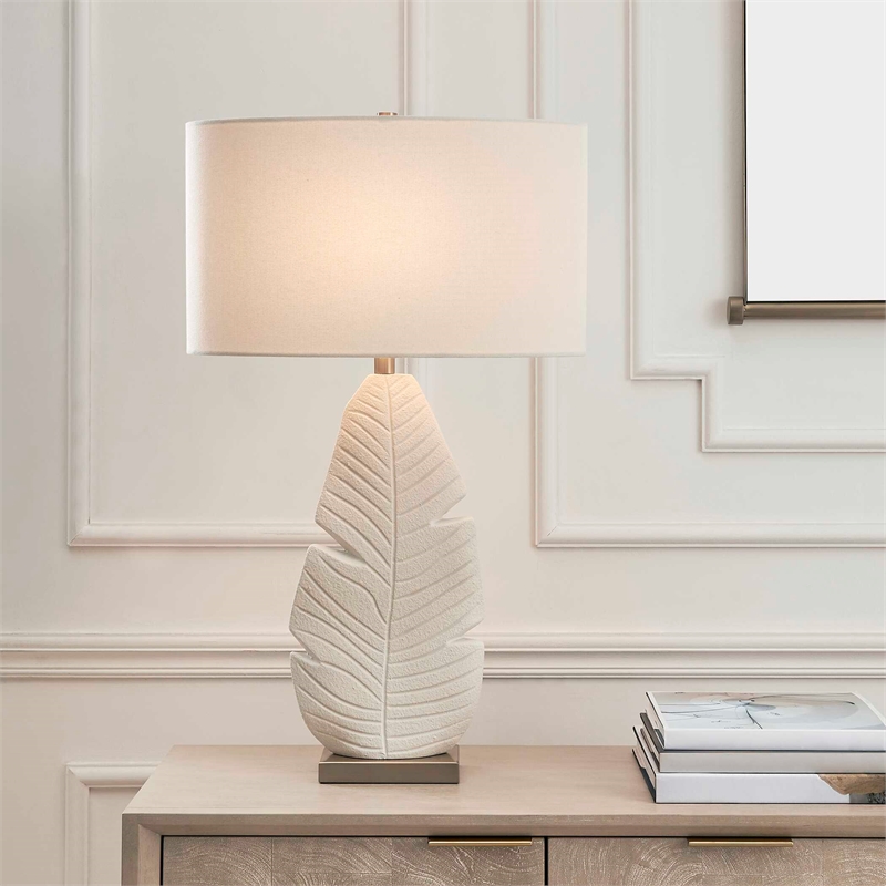 Uttermost Palm Leaf Table Lamp in White