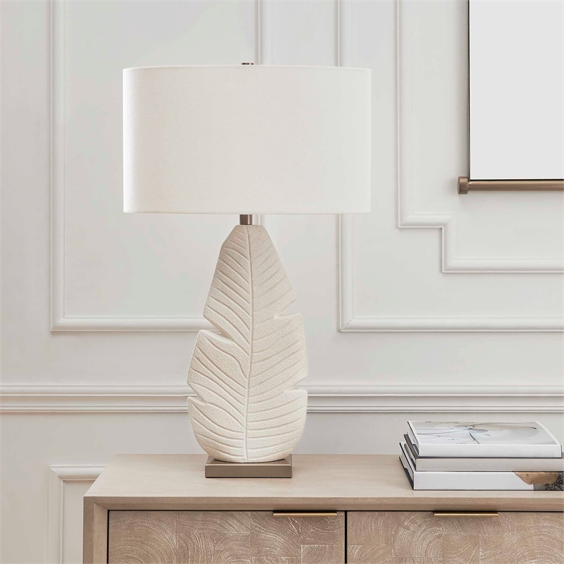 Uttermost Palm Leaf Table Lamp in White