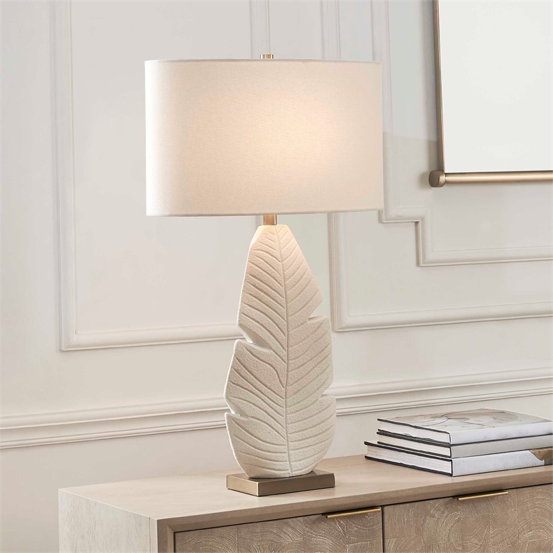 Uttermost Palm Leaf Table Lamp in White