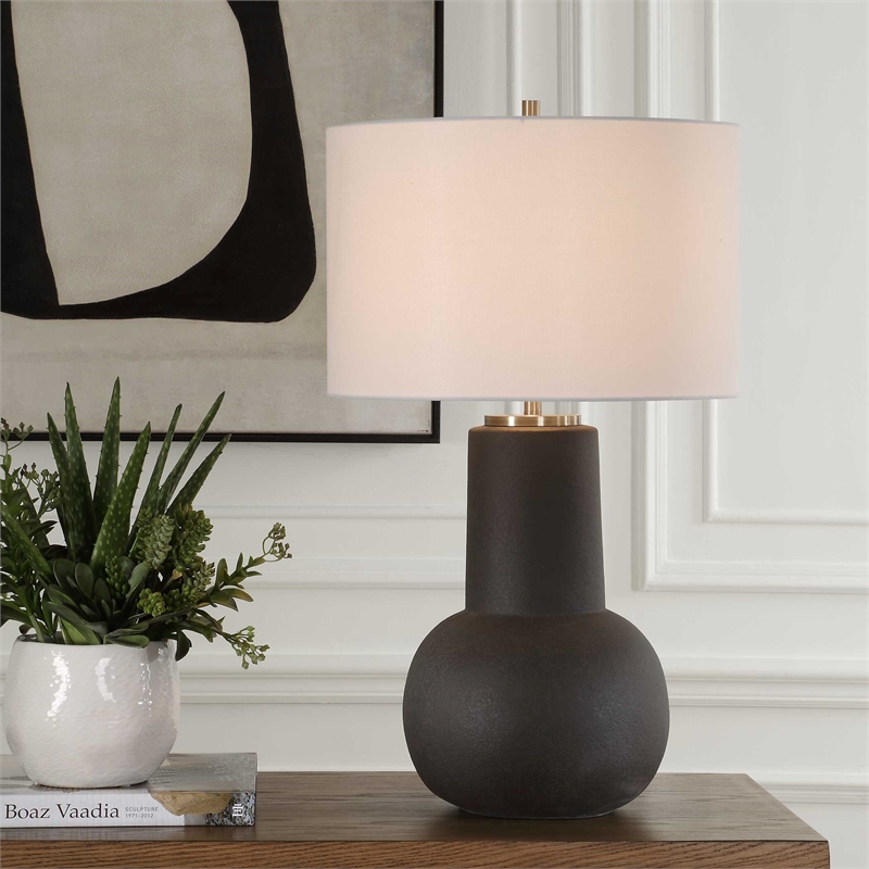 Uttermost Robson Rustic Bronze Table Lamp in Black