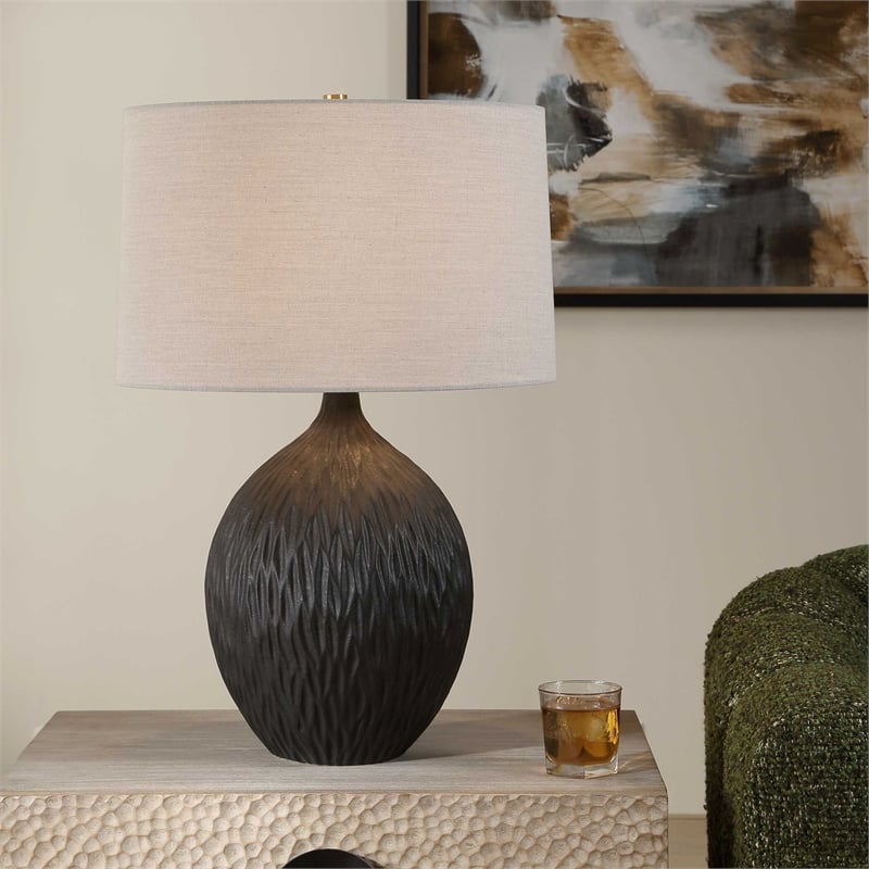 Uttermost Levee Satin Table Lamp in Black