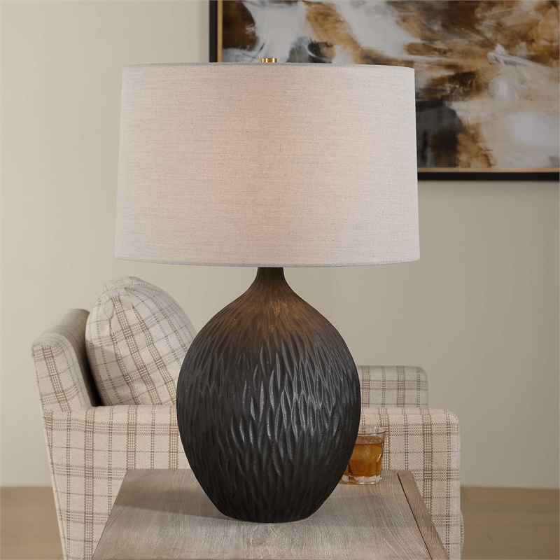 Uttermost Levee Satin Table Lamp in Black