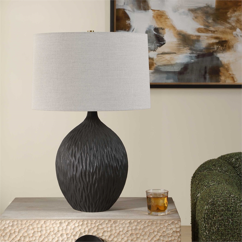 Uttermost Levee Satin Table Lamp in Black