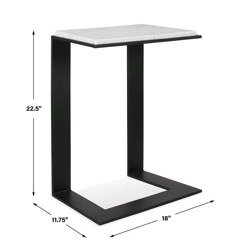 Uttermost Kenora Marble Accent Table in Black and White