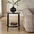 Uttermost Chadid Round Glass Side Table in Black