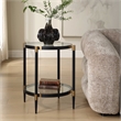 Uttermost Chadid Round Glass Side Table in Black
