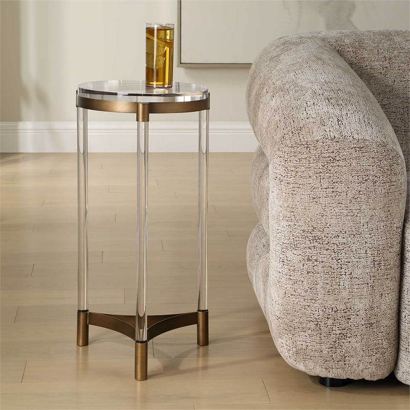 Uttermost Pereira Round Acrylic Accent Table in Bronze
