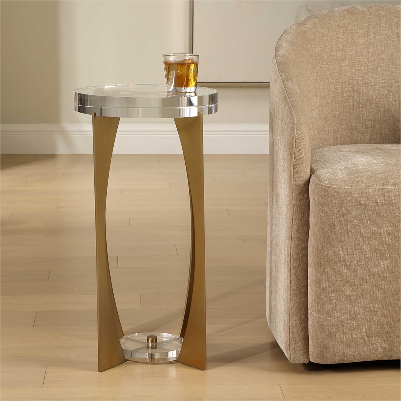 Uttermost Kolkata Accent Table with Iron Base in Brass Finish