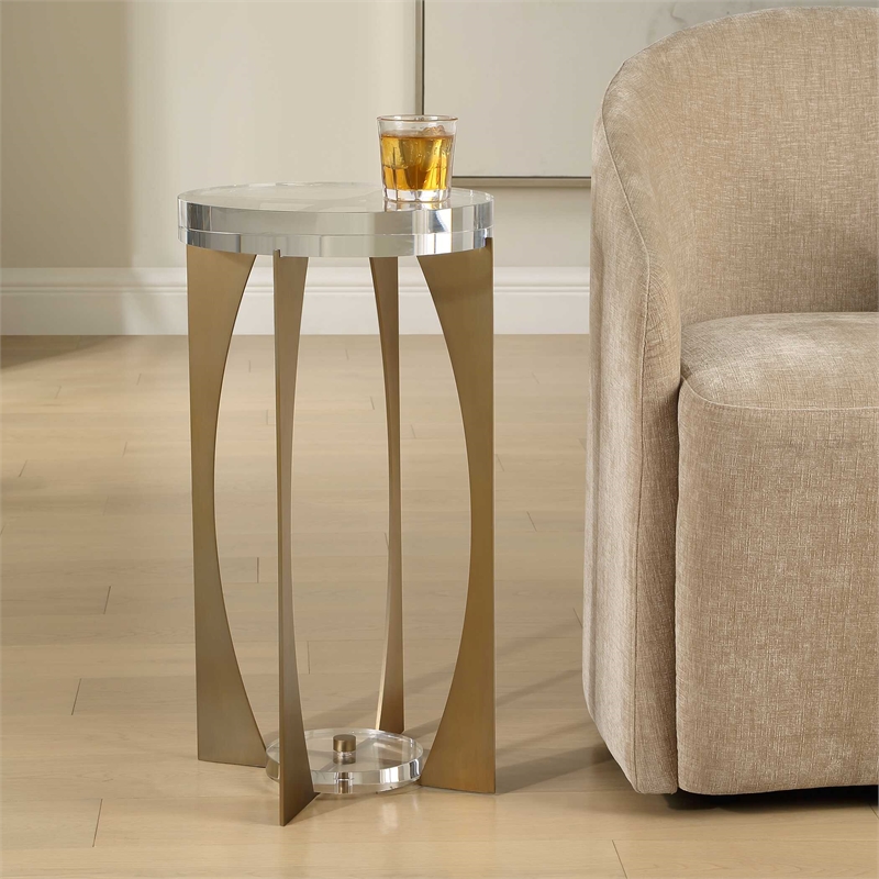 Uttermost Kolkata Accent Table with Iron Base in Brass Finish