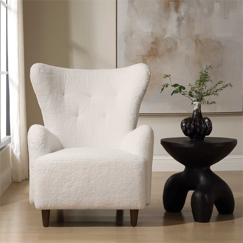 Uttermost Ingel Wingback Armchair in White
