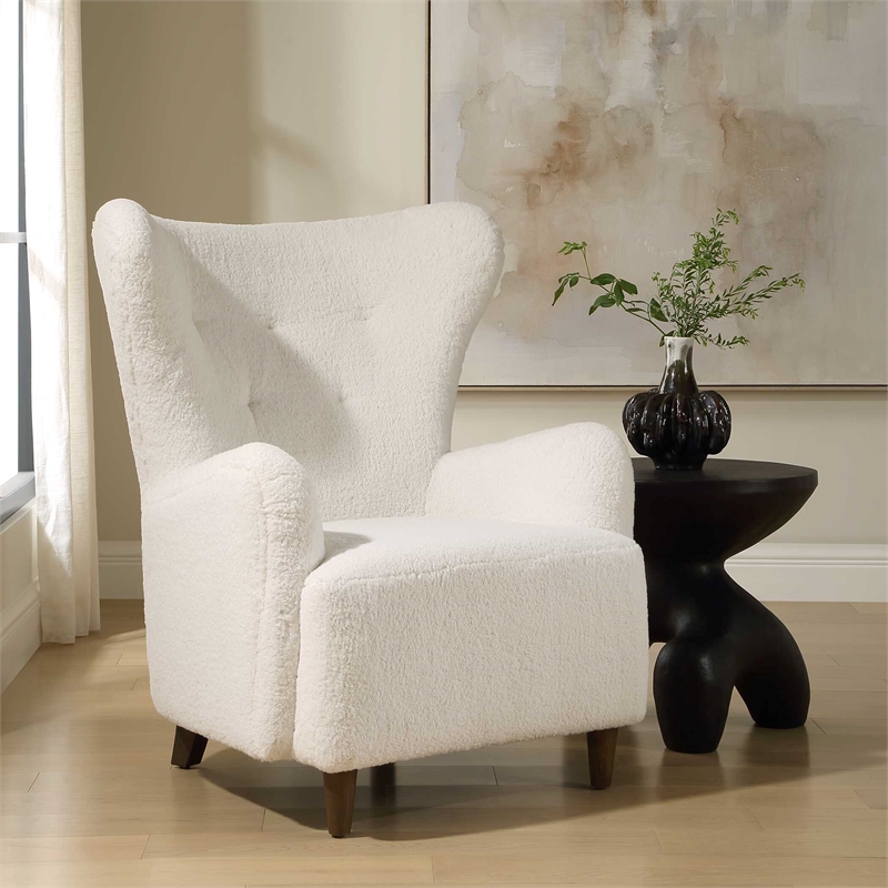 Uttermost Ingel Wingback Armchair in White