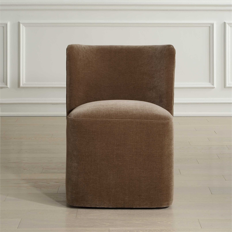 Uttermost Outlook Modern Velvet Dining Chair in Brown