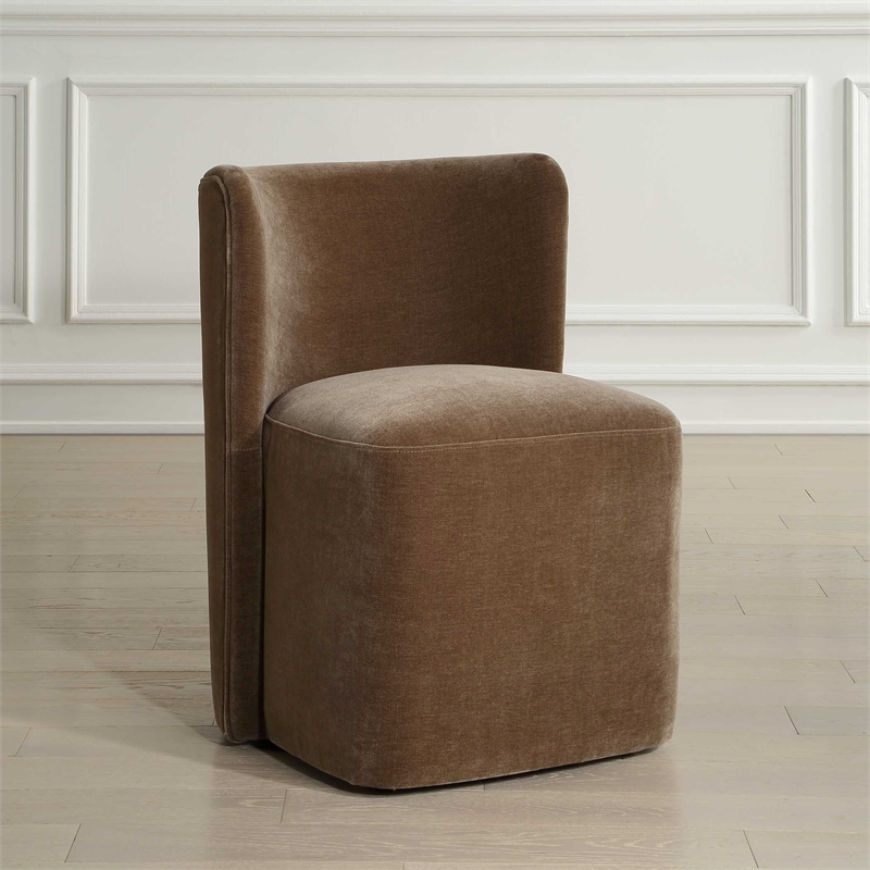 Uttermost Outlook Modern Velvet Dining Chair in Brown