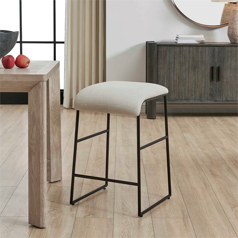Uttermost Arcane Dyed Polyester Upholstered Counter Stool in Ecru