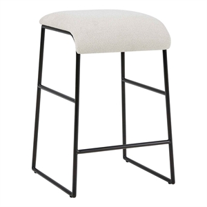 Uttermost Arcane Dyed Polyester Upholstered Counter Stool in Ecru