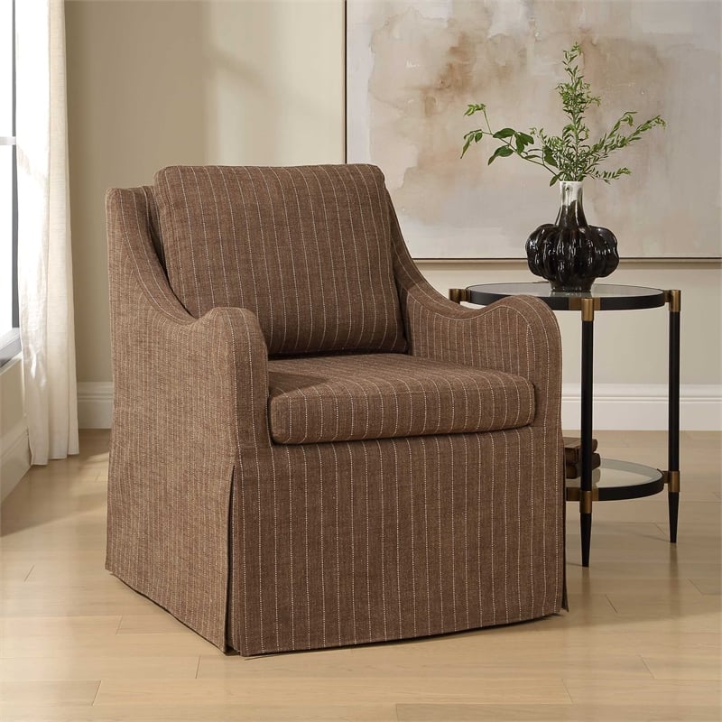 Uttermost Luisa Pinstripe Swivel Chair in Brown