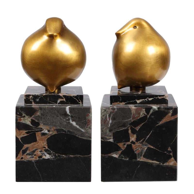 Uttermost Golden Finch Bird Figurines in Black (Set of 2)